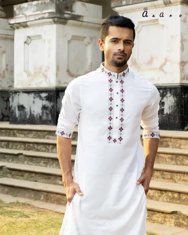 elegant white panjabi