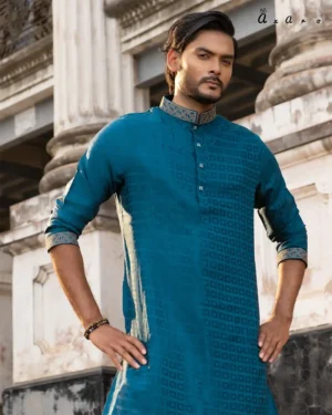 elegant petrol blue panjabi