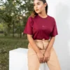 regular fit plain maroon