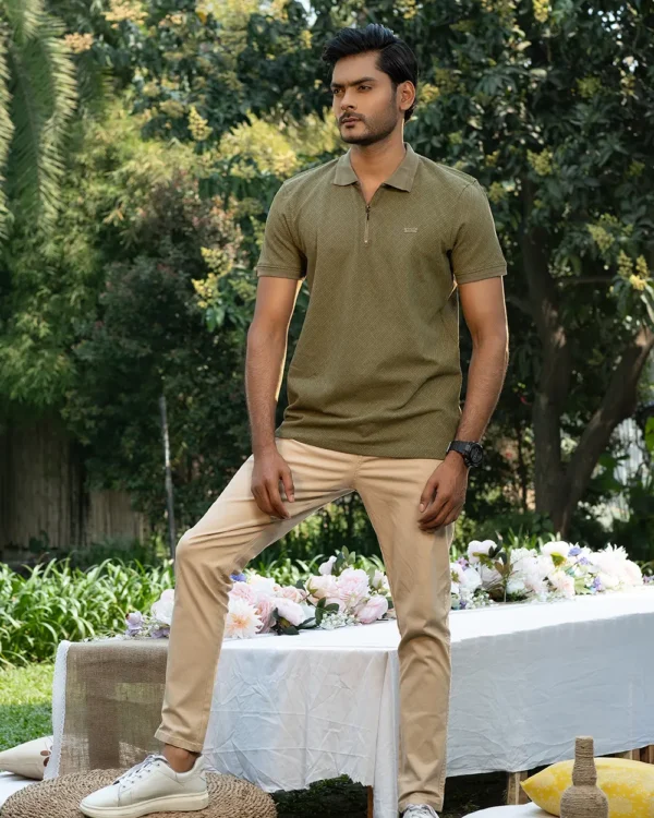 Textured Olive Polo