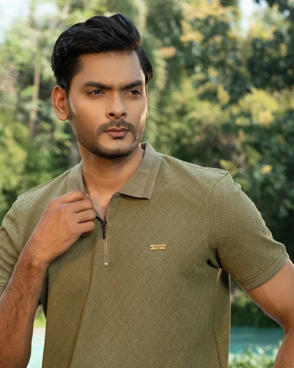 Textured Olive Polo