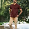 Textured Maroon Polo