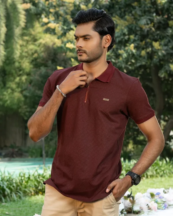 Textured Maroon Polo