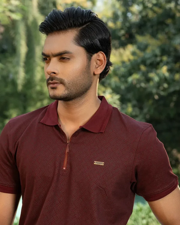 Textured Maroon Polo