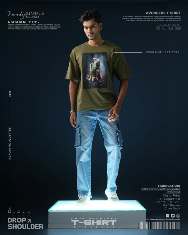 Stan Lee Olive Drop Shoulder