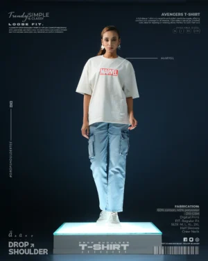 Marvel Text White Drop Shoulder