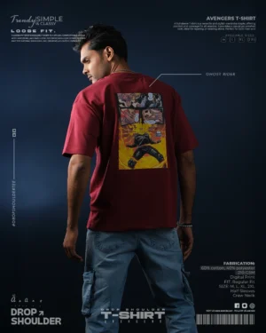 Ghost Rider Maroon Drop Shoulder