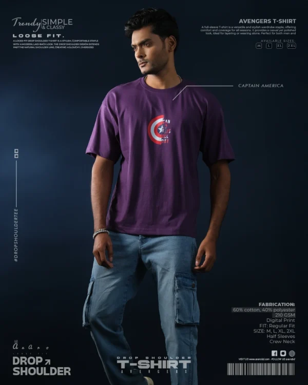 Captain America Classic Purple Drop Shoulder