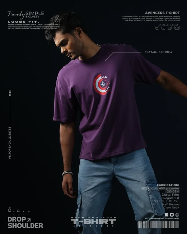 Captain America Classic Purple Drop Shoulder