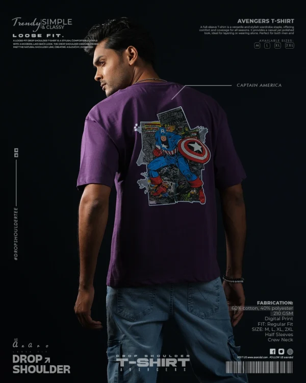 Captain America Classic Purple Drop Shoulder