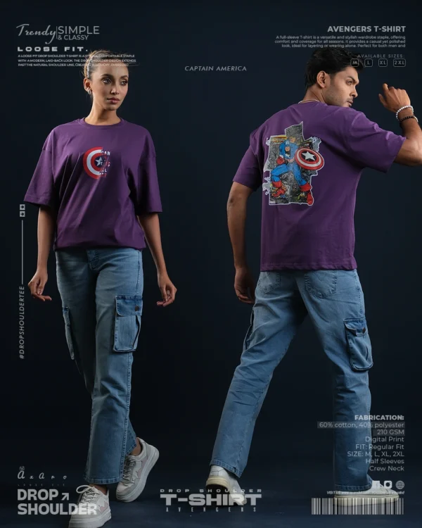 Captain America Classic Purple Drop Shoulder