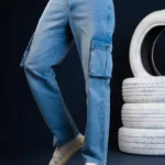 Bootcut Cargo Jeans Light Blue