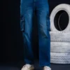 Bootcut Cargo Jeans Dark Blue