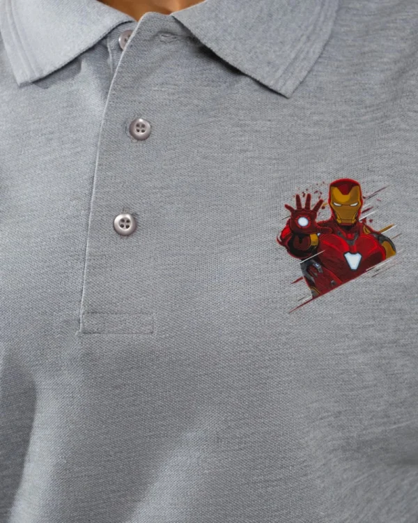 Ironman Minimal Printed Polo Grey