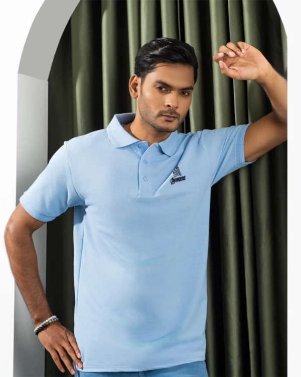 Avengers Minimal Printed Polo Sky Blue