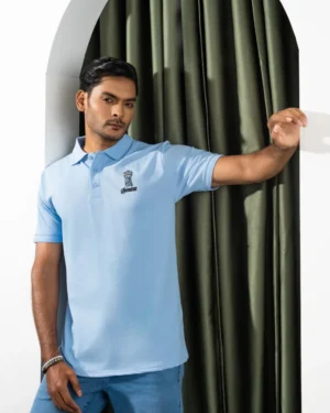 Avengers Minimal Printed Polo Sky Blue