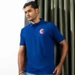 Captain Shield Minimal Printed Polo Royal Blue