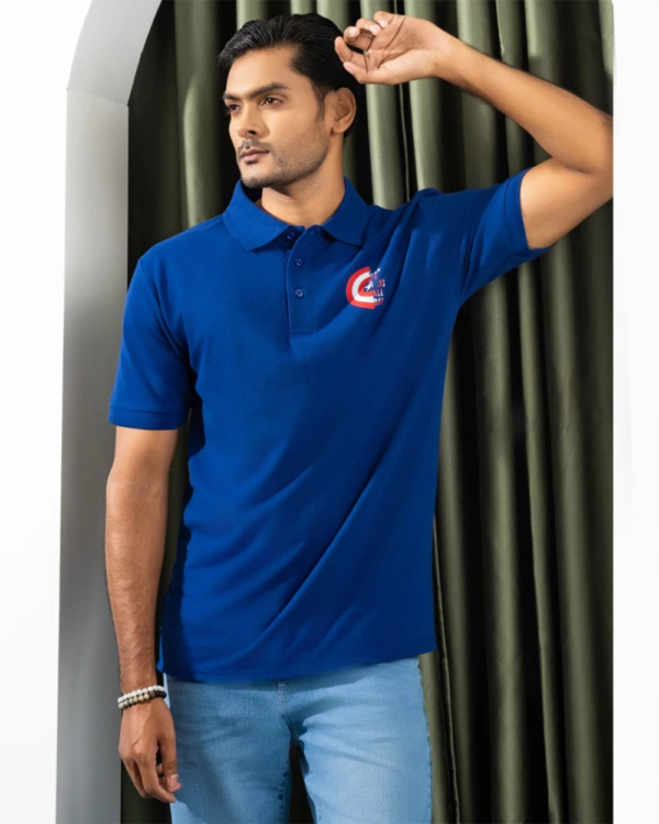 Captain Shield Minimal Printed Polo Royal Blue