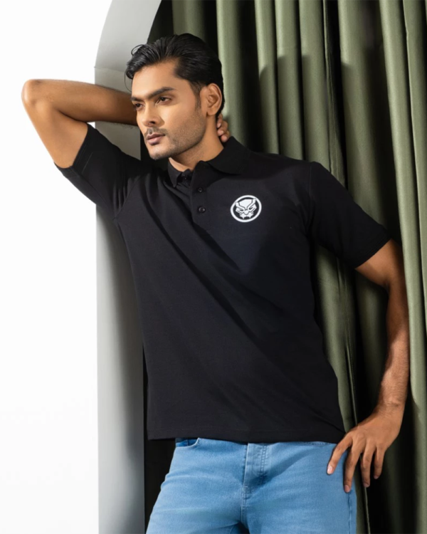 Black Panther Minimal Printed Polo Black