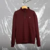 Ribbed Zipper High Neck Maroon