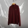 Ribbed Zipper High Neck Maroon