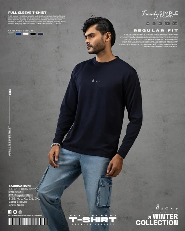 Regular Full Sleeve T-shirt Navy