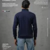 Ribbed Zipper High Neck Navy