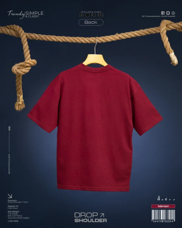 Maroon Drop Shoulder Tshirt