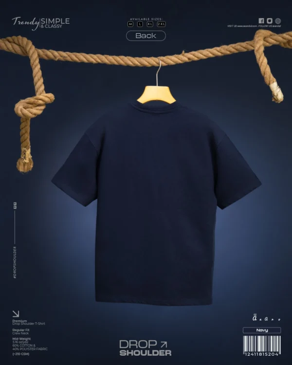 Navy Drop Shoulder Tshirt