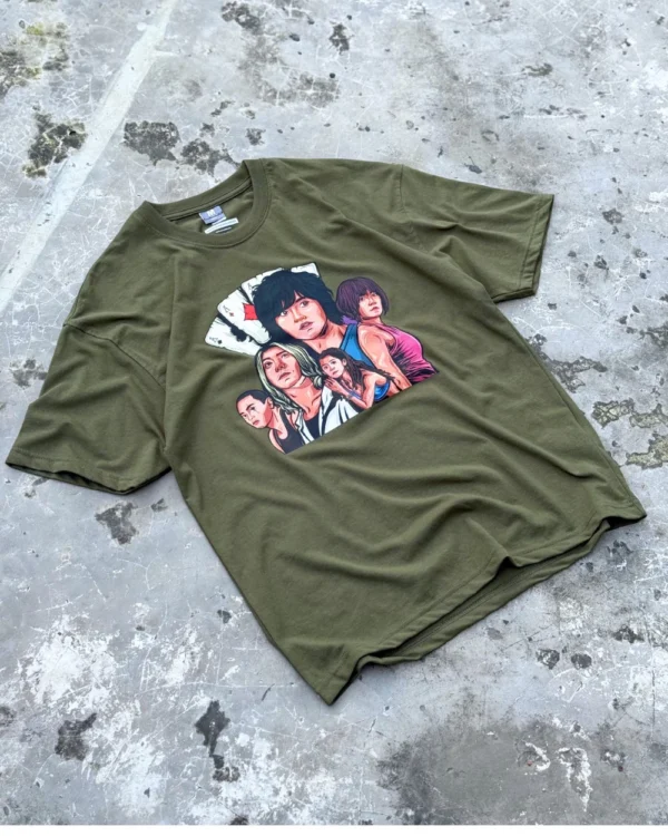 Vintage Alice in Borderland Olive Drop Shoulder